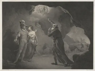 Shakespeares Stormen akt IV scen I. Prosperos cell. av Joseph Wright of Derby