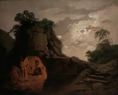 Vergilius grav i månsken, med Silius Italicus deklamerande av Joseph Wright of Derby