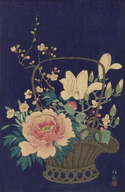 Bambusový květináč, Ohara Koson