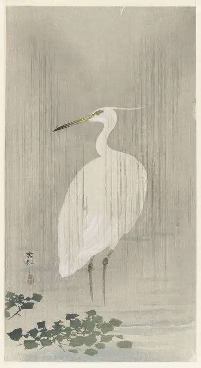 Volavka v dešti, 1900, Ohara Koson