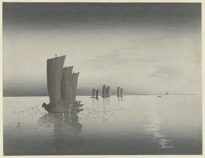 Rybářské loďky, Ohara Koson