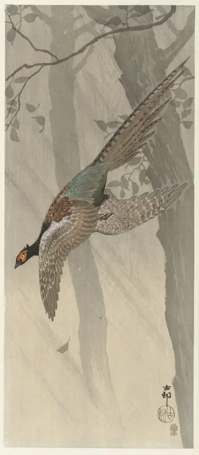 Letící bažant, Ohara Koson