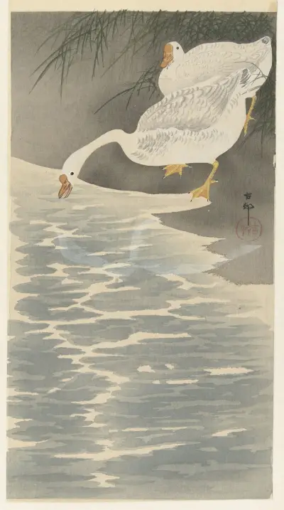 Husy na pobřeží, Ohara Koson