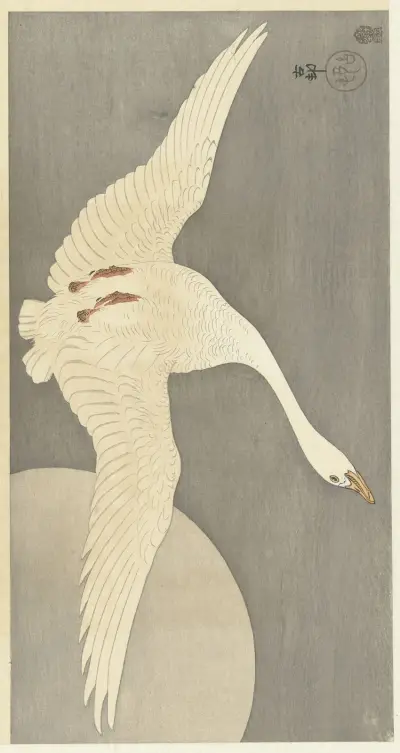 Husa při úplňku, 1900 – č. 2, Ohara Koson
