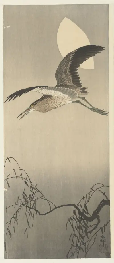 Volavka a měsíc, Ohara Koson
