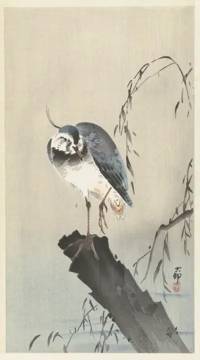 Čejka na pařezu, Ohara Koson