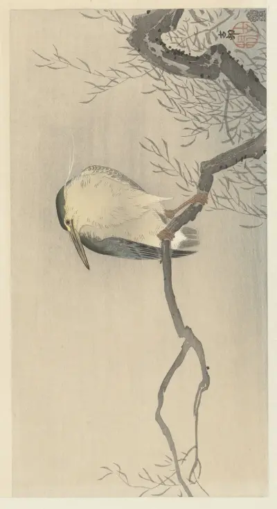 Kvákání na rozmarné větvi, Ohara Koson