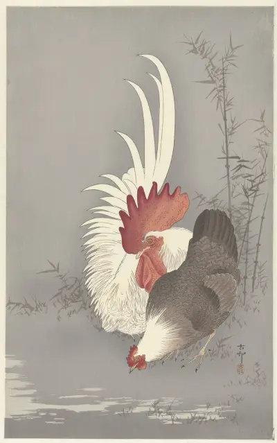 Kohout a slepice, 1900 – č. 1, Ohara Koson