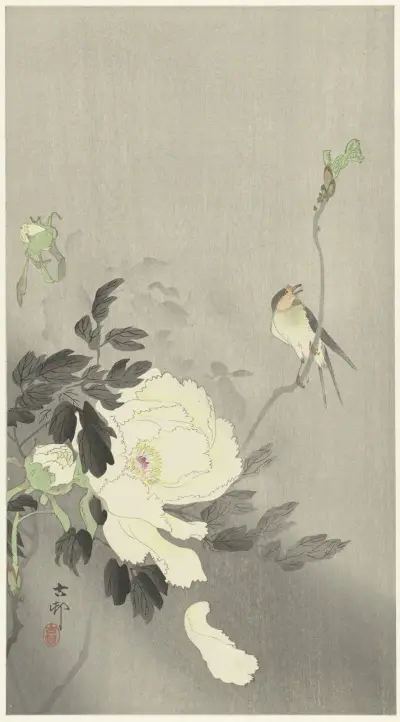 Vlaštovka s pivoňkou, Ohara Koson