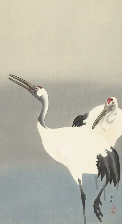 Dva jeřábi, 1900, Ohara Koson