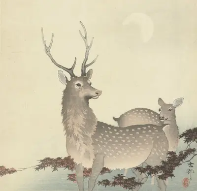 Dva jeleni, Ohara Koson