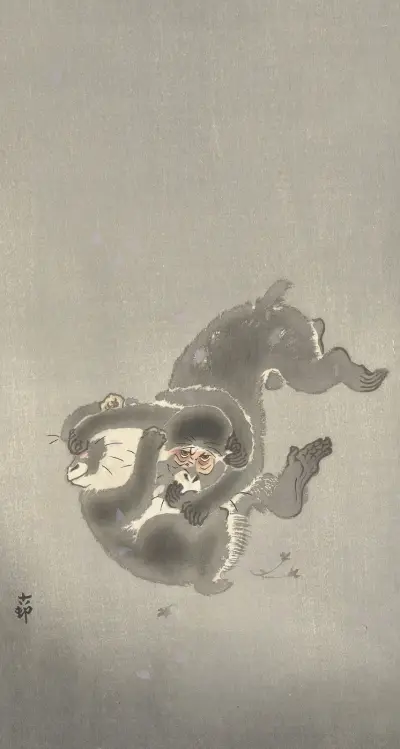 Dvě hrající si opice, Ohara Koson