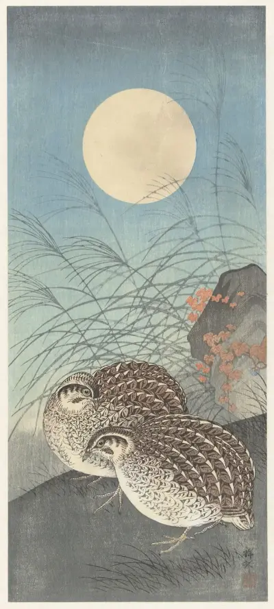 Dvě křepelky za úplňku, Ohara Koson