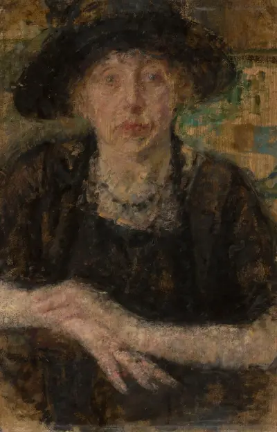 Portrét dámy v černém klobouku, Olga Boznanska