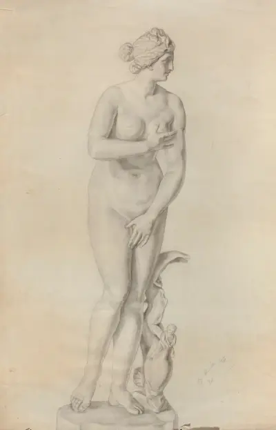 Zeichnung nach einer Kopie von Praxiteles' Skulptur des Venus-de-Medici-Typs von Olga Boznanska