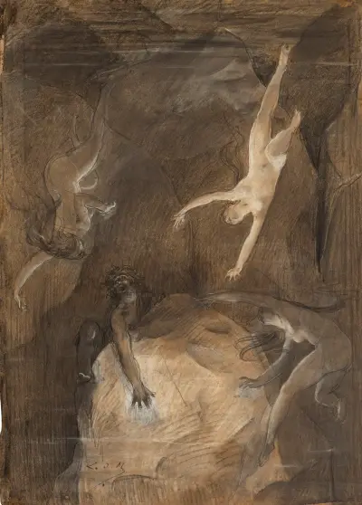 Alberich and the Rhinemaidens av Luc-Olivier Merson