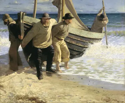 Att sjösätta båten. Skagen av Oscar Björck