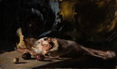 Stilleben med lammstek och kål av Oscar Björck