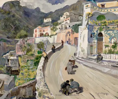 Vy över Positano av Oskar Laske