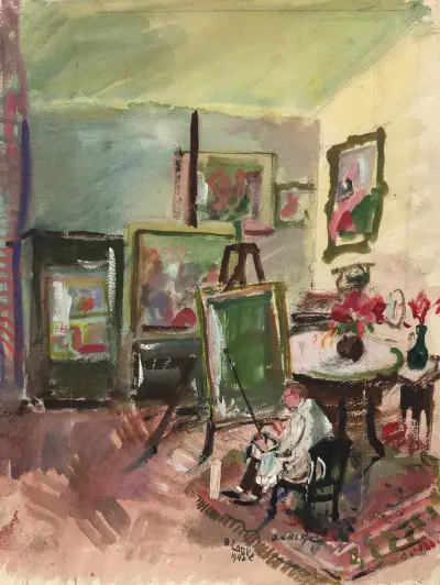 Das Atelier des Malers Oskar Gawell in Wien av Oskar Laske