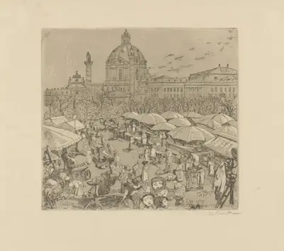 Den gamla Naschmarkt av Oskar Laske