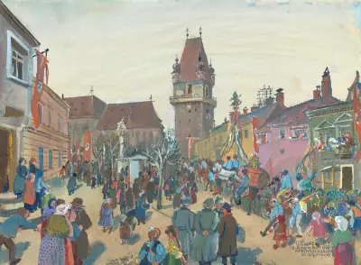 Hüter-Einzugs intåg i Perchtoldsdorf den 12 november 1939 av Oskar Laske