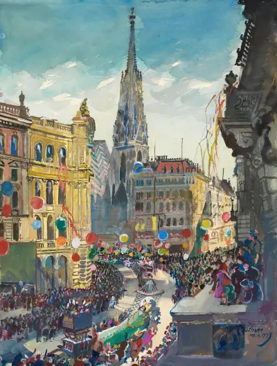 Faschingszug in Wien am 18. Februar 1939 av Oskar Laske