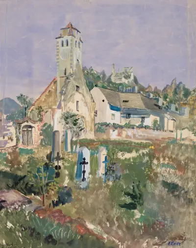 Kyrkogård i Dürnstein av Oskar Laske