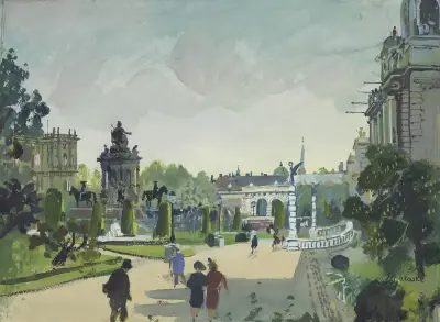 Maria Theresien-Denkmal mit Blick gegen das Burgtor av Oskar Laske