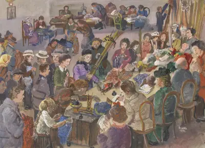 Studie zu dem Bild ‘Wollsammlung im Jahre 1942’ av Oskar Laske