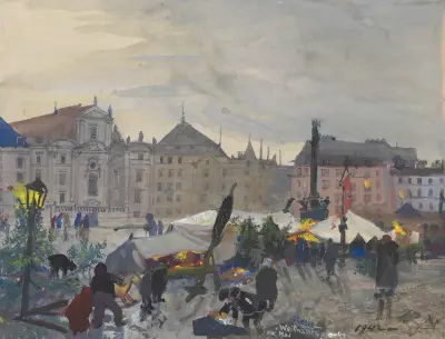 Julmarknad vid Hof av Oskar Laske