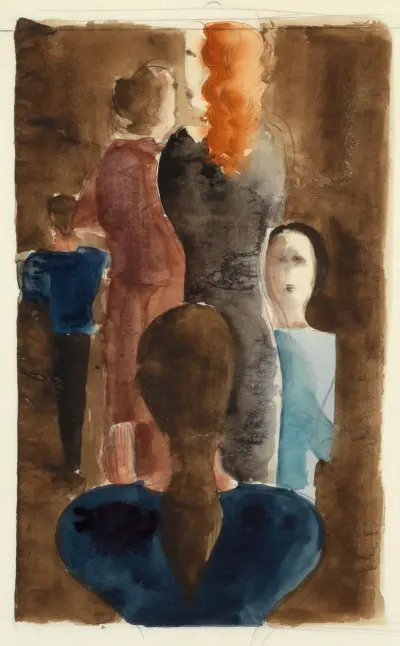 Four-colour study for ‘Women on Stairway’ av Oskar Schlemmer