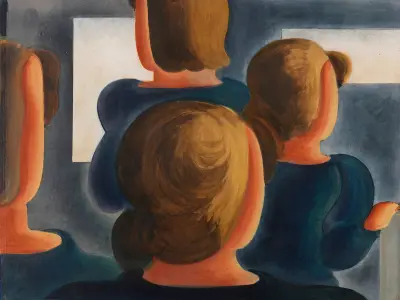 Vierergruppe mit Grau av Oskar Schlemmer