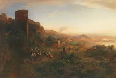 Abendstimmung in den Albaner Bergen av Oswald Achenbach