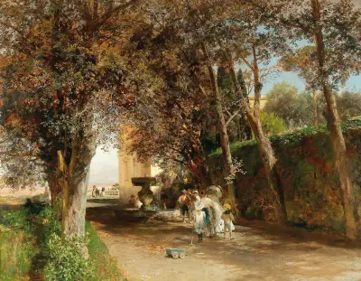 Nachmittag im Park der Villa Torlonia in Frascati von Oswald Achenbach