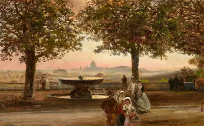Blick auf Rom von der Villa Medici von Oswald Achenbach