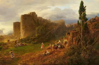 Abendstimmung in den albanischen Bergen von Oswald Achenbach