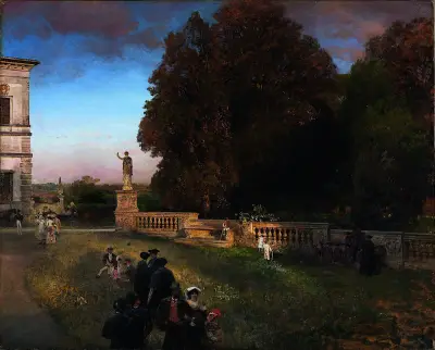 Im Park der Villa Borghese von Oswald Achenbach