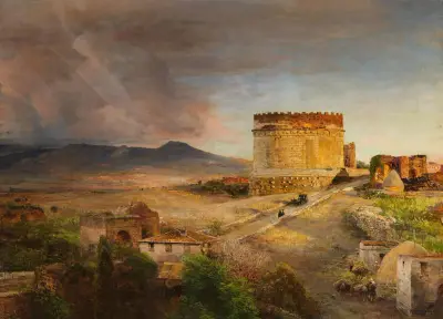 Das Grab der Caecilia Metella an der Via Appia bei Rom von Oswald Achenbach