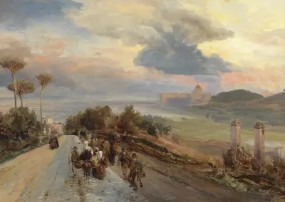 Via Cassia bei Rom av Oswald Achenbach