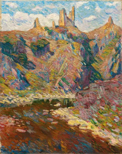 Slottet i Crozant över floden Creuse av Emile Othon Friesz