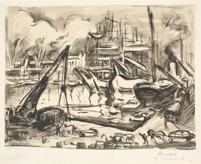 Havnebassinet Kattendick i Antwerpen. av Emile Othon Friesz