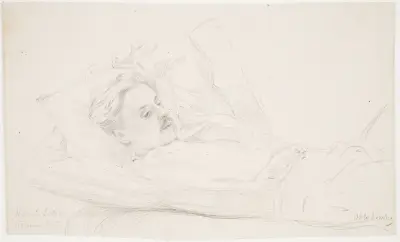 Maleren L A Schou, liggende av Otto Bache
