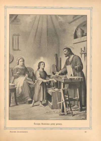 Die Heilige Familie bei der Arbeit von Otto Bitschnau