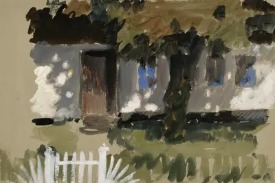 Landschaftsstudie Haus mit Garten und Baum av Otto Eckmann
