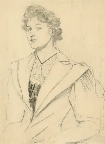 Porträt einer jungen Frau (Porträtstudie) av Otto Eckmann