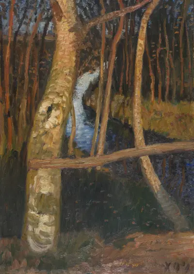 Birken am Moorgraben av Otto Modersohn
