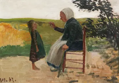 Dreebeen mit Mädchen von Otto Modersohn