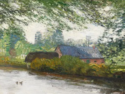 Enten auf der Wümme av Otto Modersohn