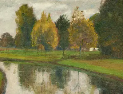 Herbstlandschaft am See von Otto Modersohn